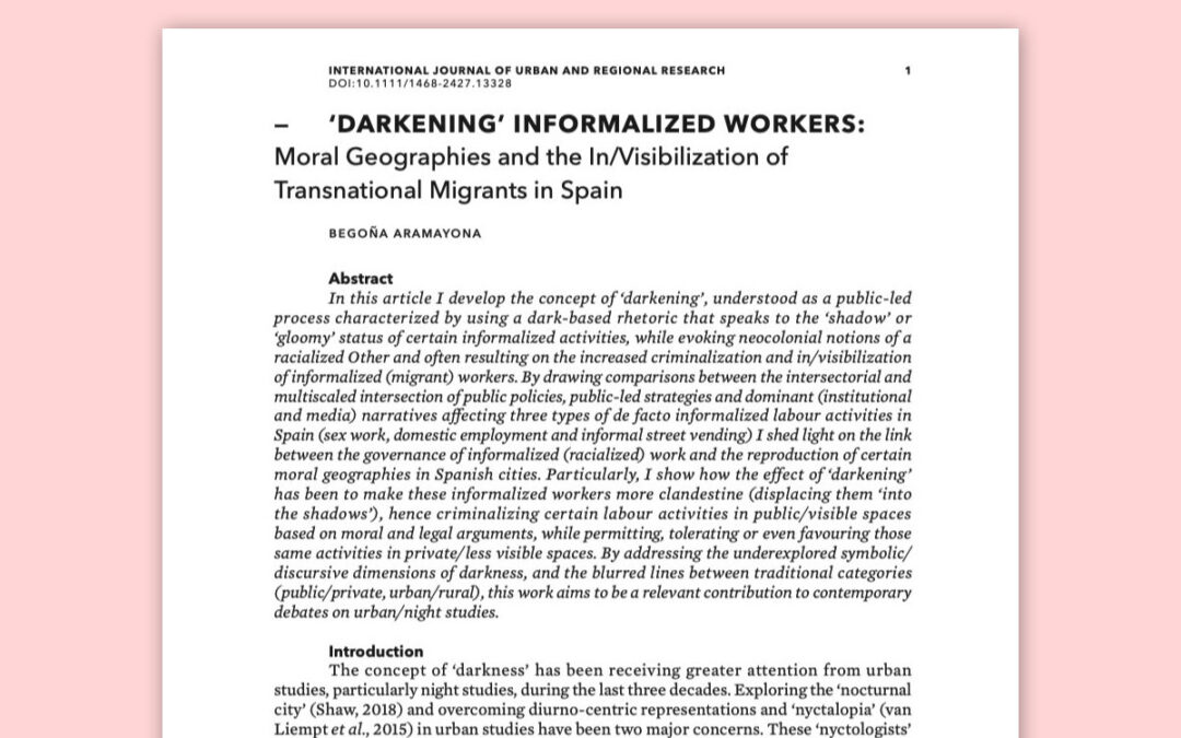 Darkening informalised workers in Spain: Moral Geographies and the In/Visibilization of Transnational Migrants in Spain