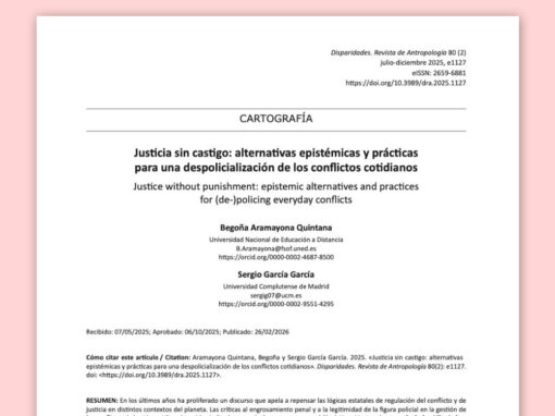Justicia sin castigo: alternativas epistémicas y prácticas para una despolicialización de los conflictos cotidianos